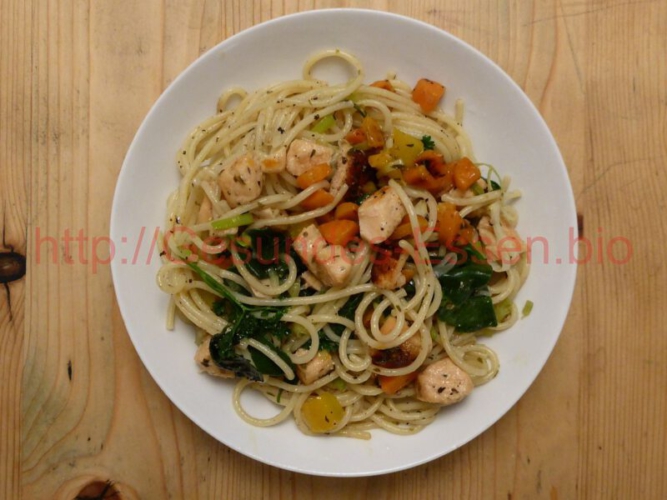 Nudeln_Huhn_Gemüse_Teller